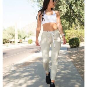 Women’s High-Waist Beige Drawstring Joggers
